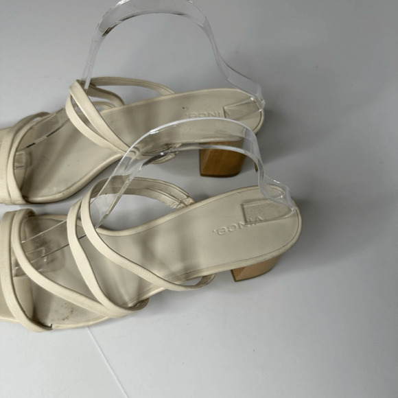 VINCE Elita 50mm Strappy Leather Slide Sandals Cream square toe womens US 10 - Picture 3 of 7